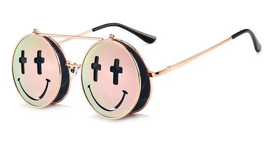 flip up sunglasses round punk style sun glasses
