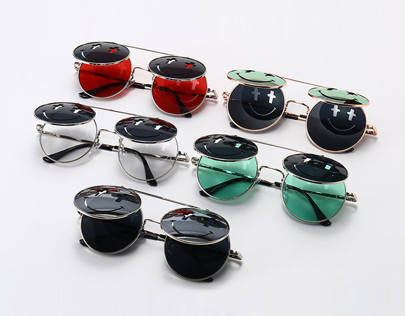 flip up sunglasses round punk style sun glasses