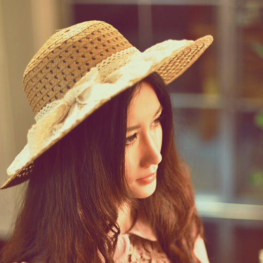 Women Lace Sun Hats For Wide Brim Straw