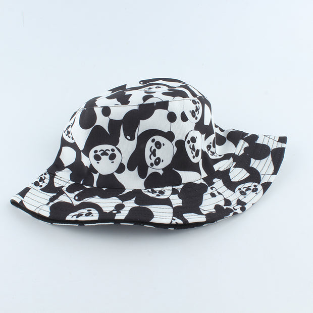 Fashion Reversible Black White Cow Print Bucket Hat