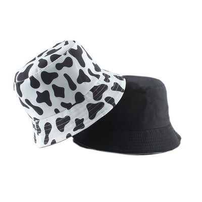 Fashion Reversible Black White Cow Print Bucket Hat