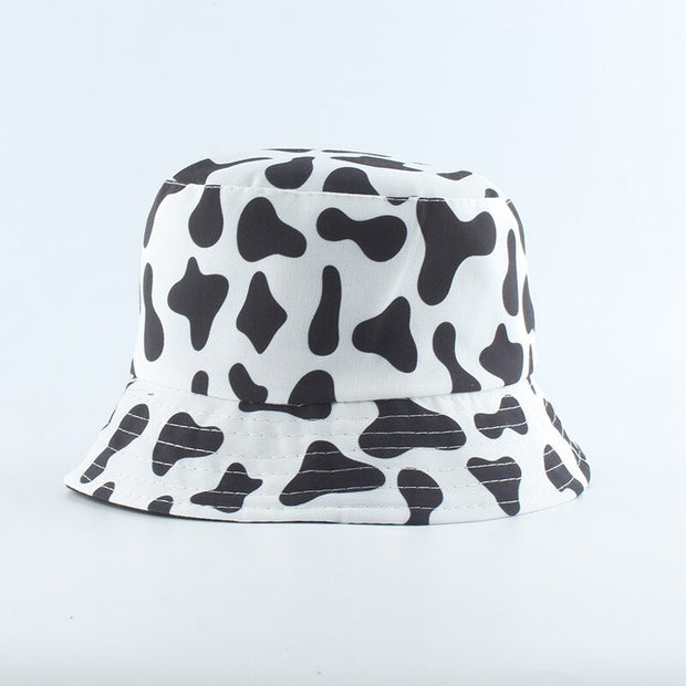 Fashion Reversible Black White Cow Print Bucket Hat