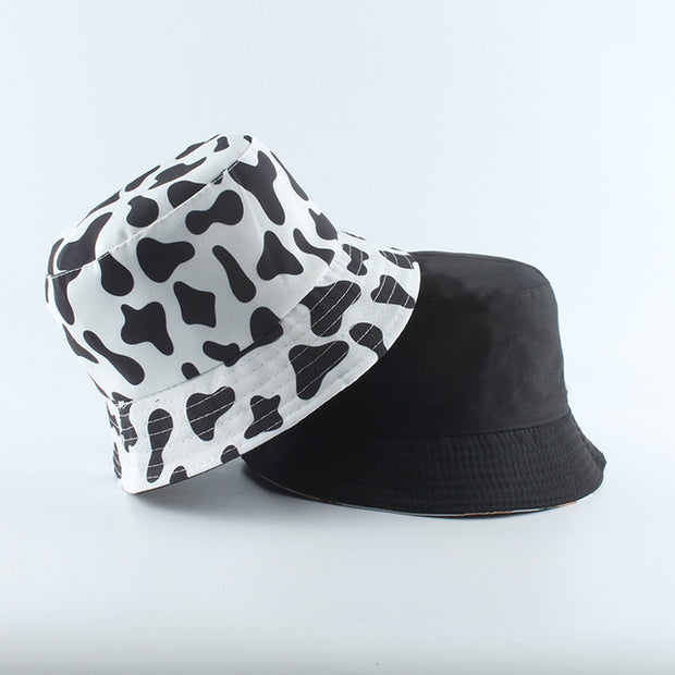 Fashion Reversible Black White Cow Print Bucket Hat