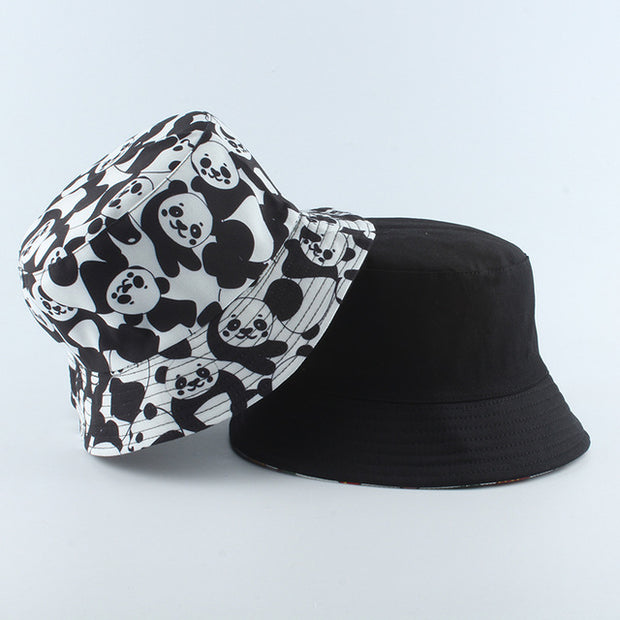 Fashion Reversible Black White Cow Print Bucket Hat