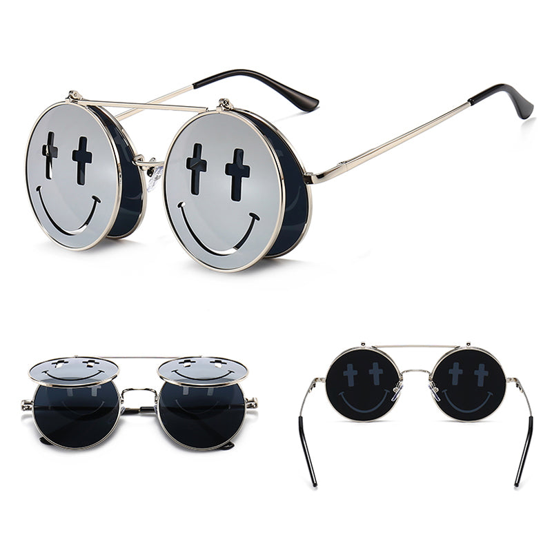flip up sunglasses round punk style  sun glasses