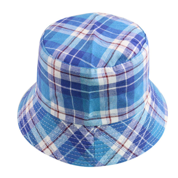 New Black White Plaid Check Bucket Hats