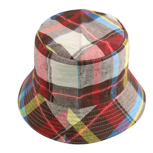 New Black White Plaid Check Bucket Hats