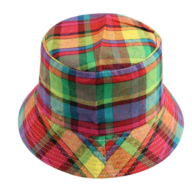 New Black White Plaid Check Bucket Hats