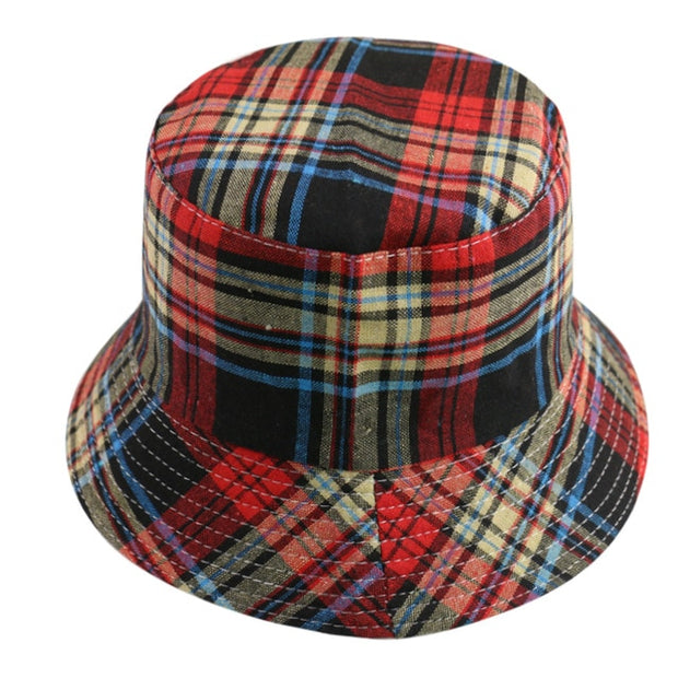 New Black White Plaid Check Bucket Hats