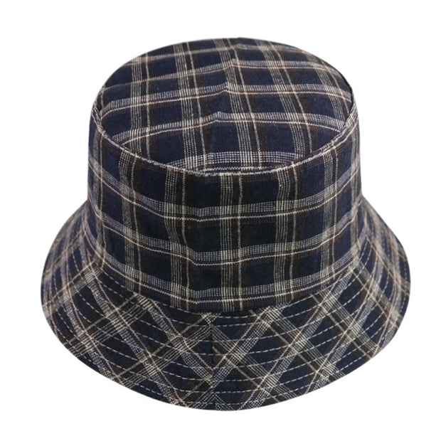 New Black White Plaid Check Bucket Hats