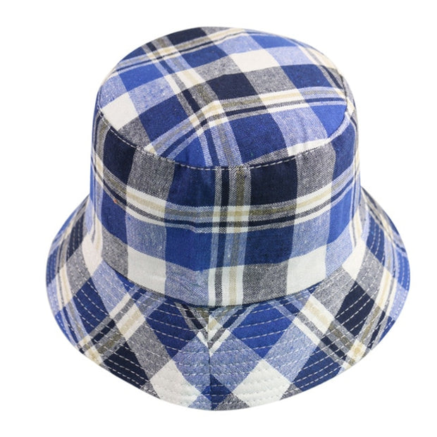 New Black White Plaid Check Bucket Hats