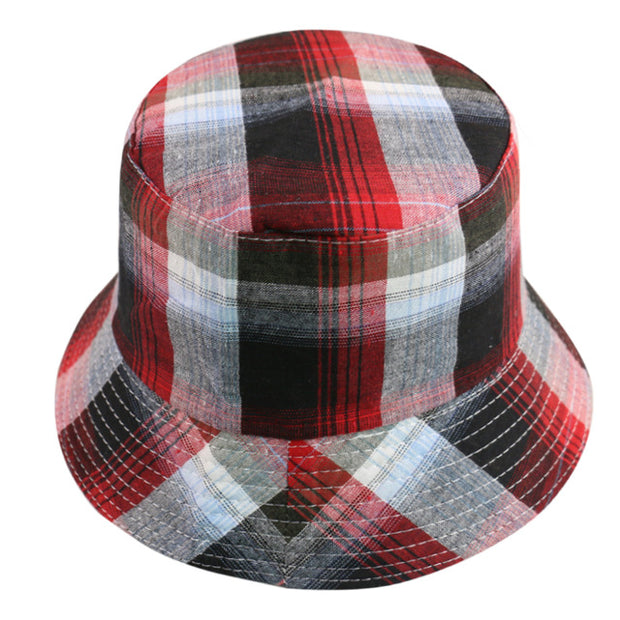 New Black White Plaid Check Bucket Hats