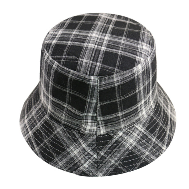 New Black White Plaid Check Bucket Hats