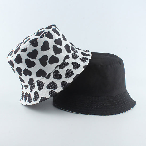 Fashion Reversible Black White Cow Print Bucket Hat