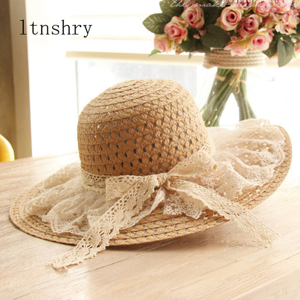 Women Lace Sun Hats For  Wide Brim Straw