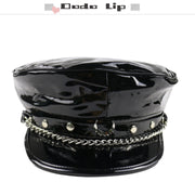 Black  Pu Punk style hat