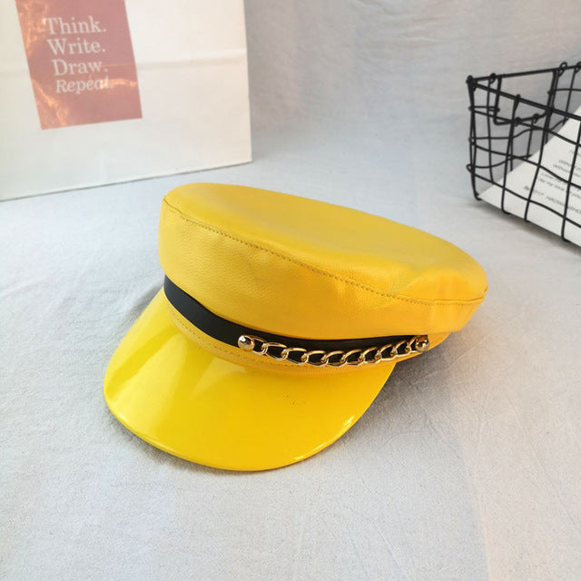 Black  Pu Punk style hat