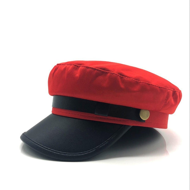 unisex black red flat navy hat cap